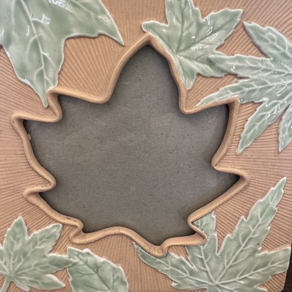 Ceramic Photo Frame 3D Maple Leaf Ceramic Glazed Textured 7" X 7" Nature Fall - Picture 2 of 13